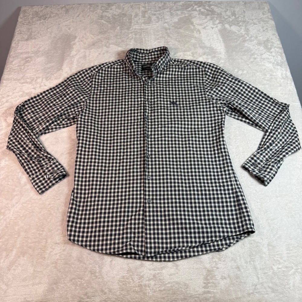 Rodd & Gunn Mens Sports Fit Gingham Check Button Down Shirt Black White Large